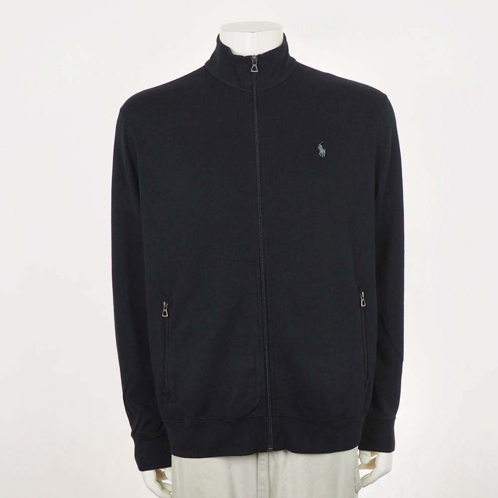 New Polo Ralph Lauren Performance Full-Zip Track Jacket Mens Large Black RL Pony